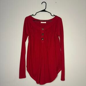 Free People Babydoll Henley Sweater Buttons|Cottage Y2k